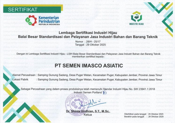 PT Semen Imasco Asiatic Awarded Indonesia’s National 'Green Industry' Certification